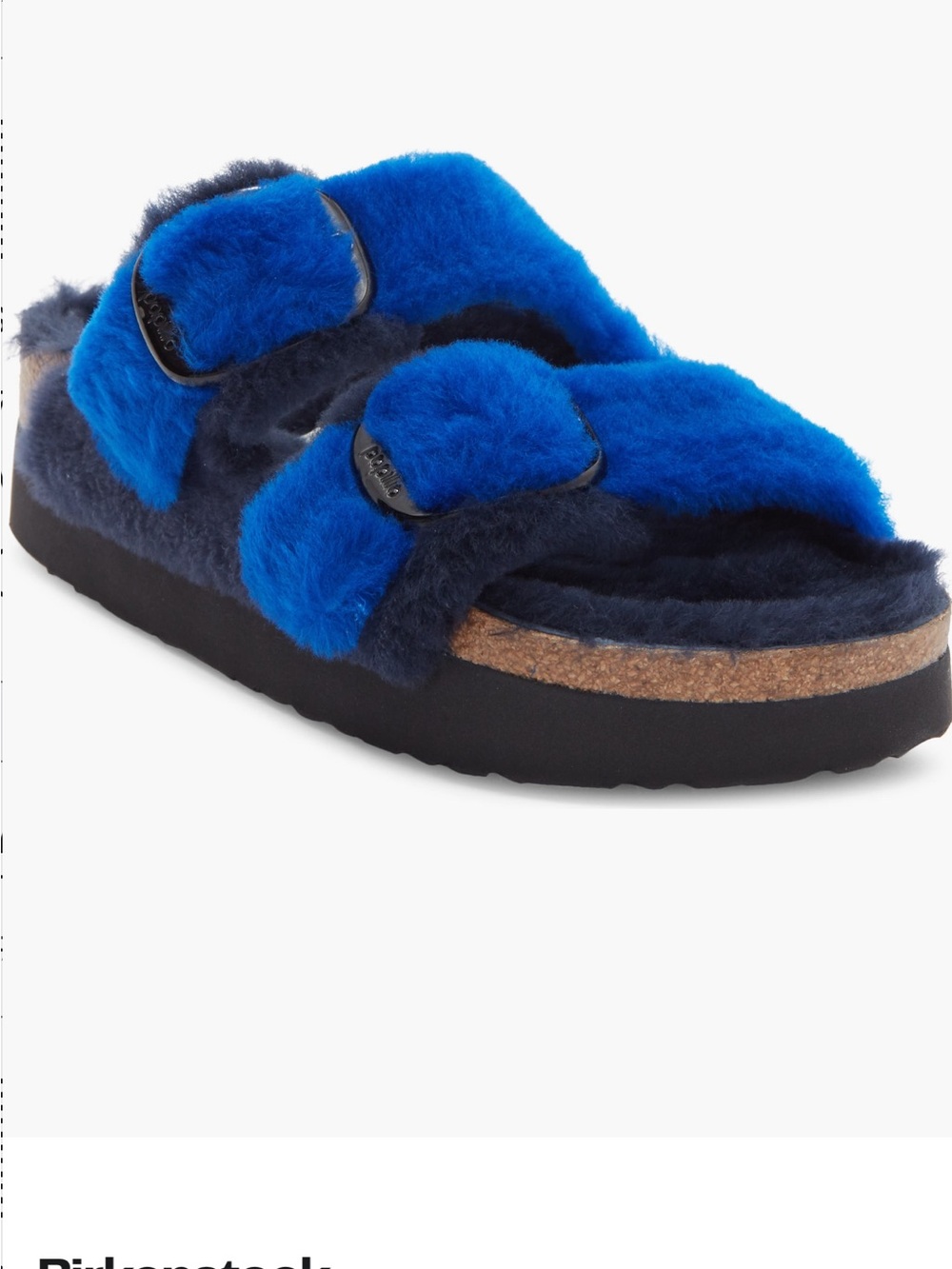 UGG Blue and Navy Shearling Double Buckle Sandal